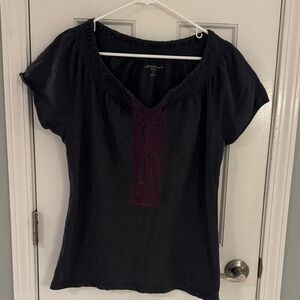 Eddie Bauer Charcoal Top with Magenta Accent